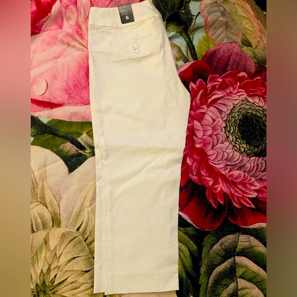 White Ideal Stretch Crop Pants, The Limited, Size 6 - Picture 6 of 6